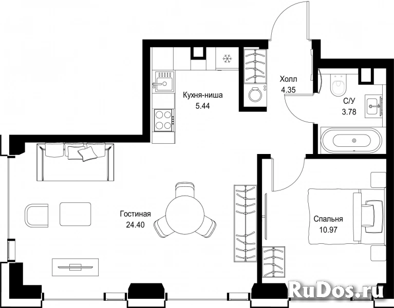 Продам 1 комнатную квартиру 48.94 м2 фотка