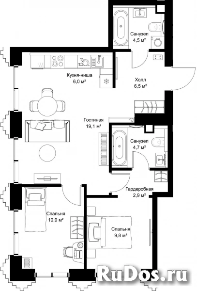 Продам 2 комнатную квартиру 64.4 м2 фотка