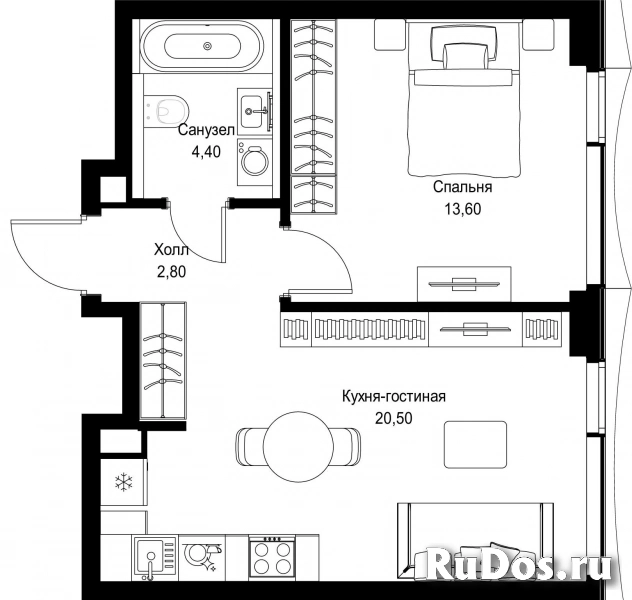 Продам 1 комнатную квартиру 41.3 м2 фотка