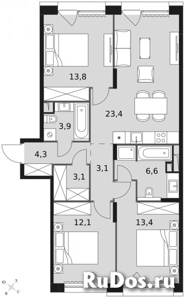 Продам 3 комнатную квартиру 84.3 м2 фотка