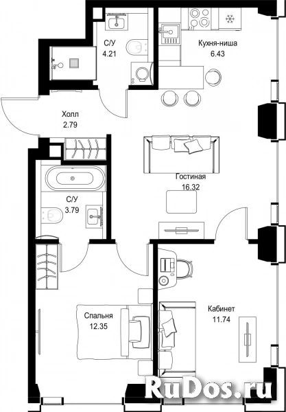 Продам 2 комнатную квартиру 57.63 м2 фотка