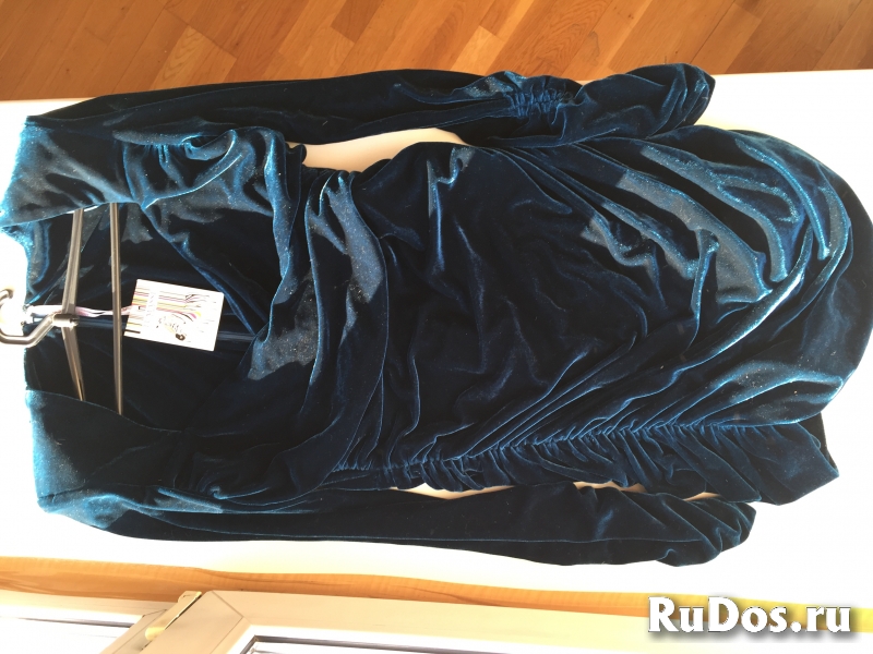 Платье новое велюр S 44 мини зеленое морская волна мини барахт Do изображение 3