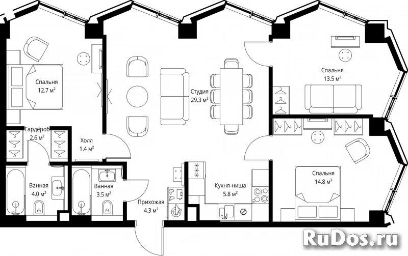 Продам 3 комнатную квартиру 91.9 м2 фотка