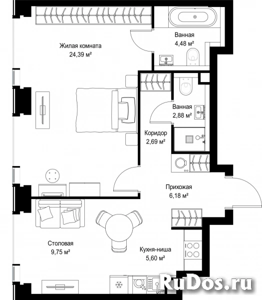 Продам 2 комнатную квартиру 55.97 м2 фотка