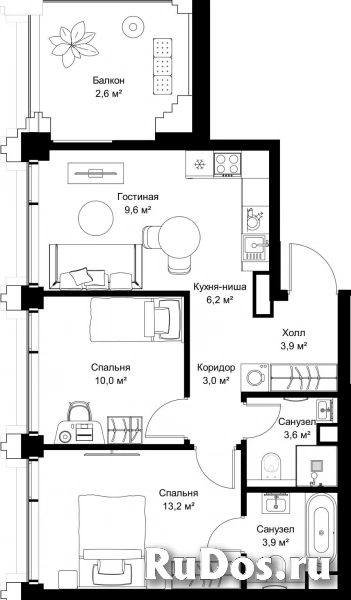 Продам 2 комнатную квартиру 56 м2 фотка