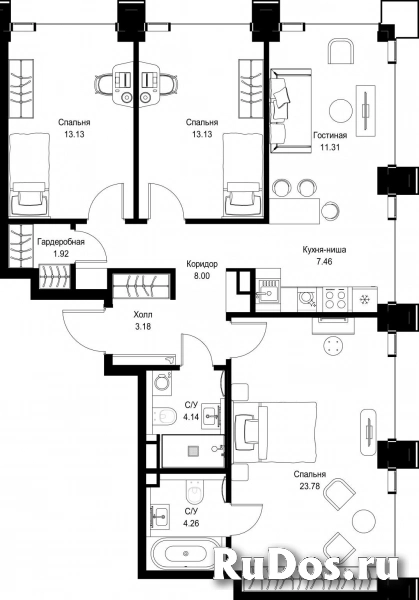 Продам 3 комнатную квартиру 90.31 м2 фотка