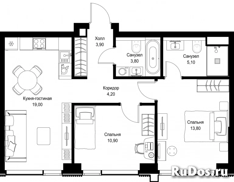 Продам 2 комнатную квартиру 60.7 м2 фотка