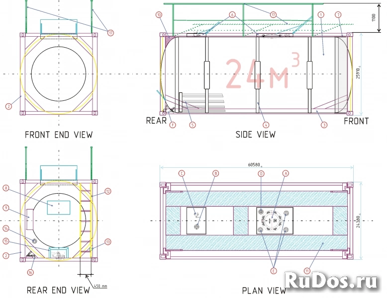 Танк-контейнер (контейнер-цистерна) тип Т11 объём 24000 литров изображение 12