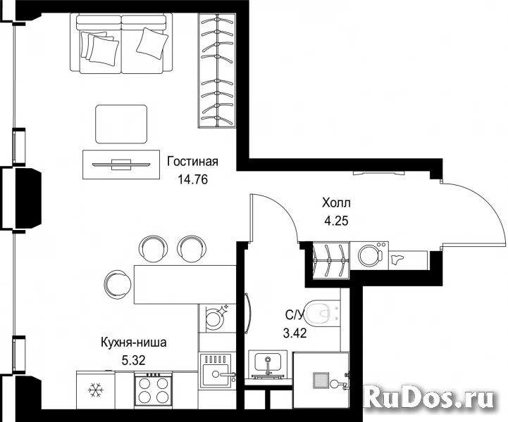 Продам 1 комнатную квартиру 27.75 м2 фотка