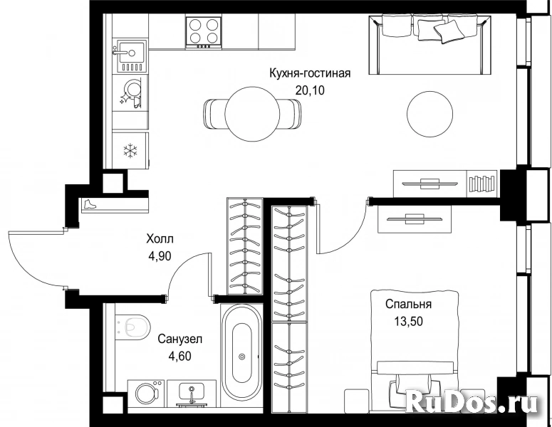 Продам 1 комнатную квартиру 43.1 м2 фотка