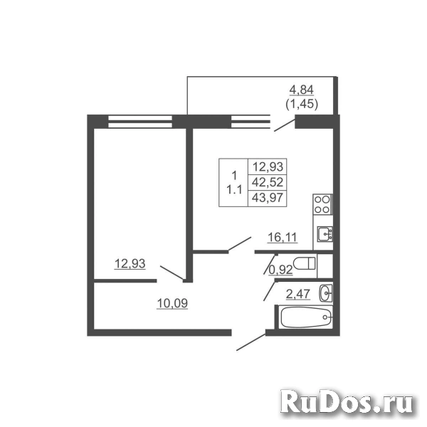 Продам 1 комнатную квартиру 43 м2 фотка