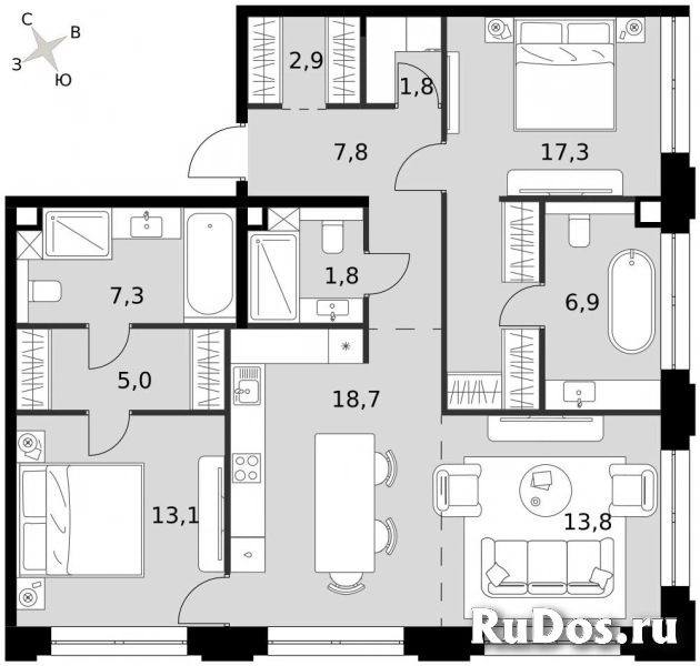 Продам 3 комнатную квартиру 96.4 м2 фотка