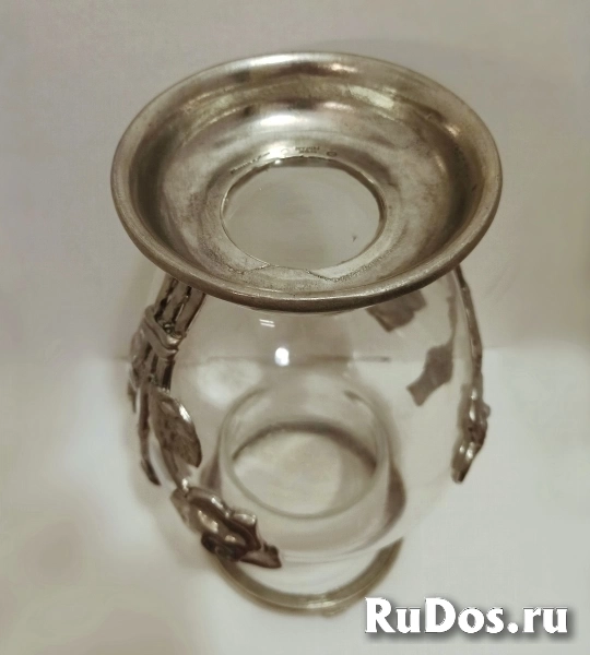 Ваза винтажная с оловянными розами, редкая изображение 11