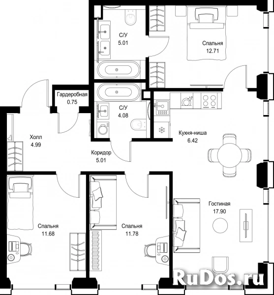 Продам 3 комнатную квартиру 80.33 м2 фотка