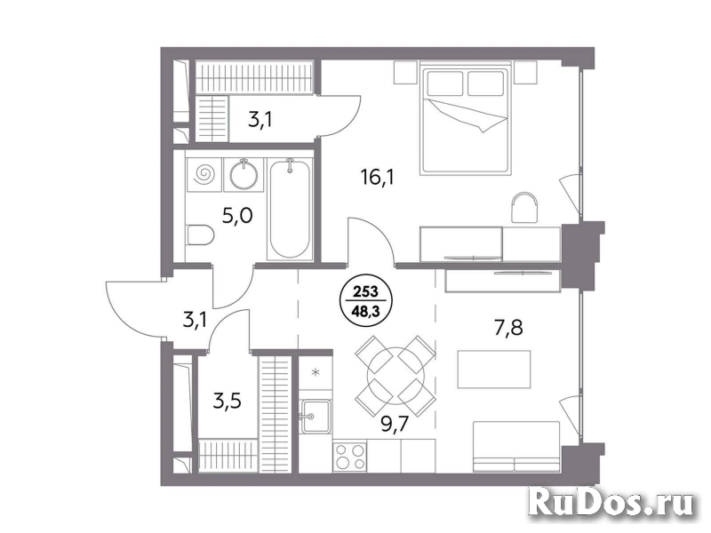 Продам 1 комнатную квартиру 48.3 м2 изображение 3