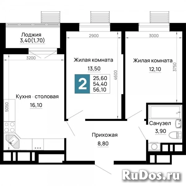 Продам 2 комнатную квартиру 56 м2 фото
