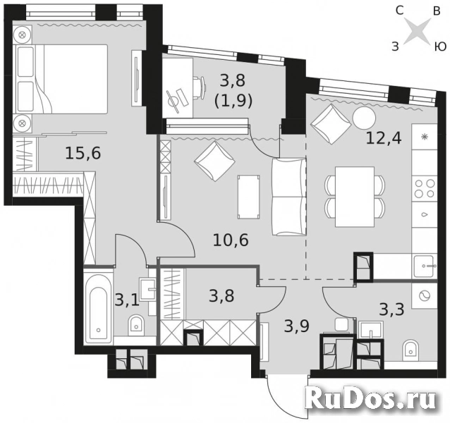 Продам 2 комнатную квартиру 54.6 м2 фотка