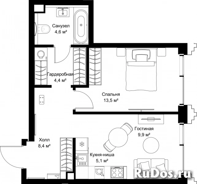Продам 1 комнатную квартиру 45.9 м2 фотка