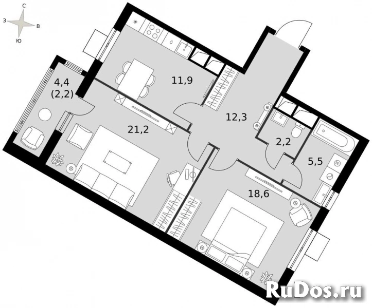 Продам 2 комнатную квартиру 74 м2 фотка