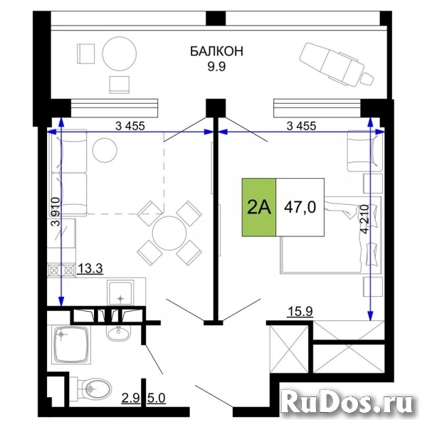 Продам 2 комнатную квартиру 47 м2 фото