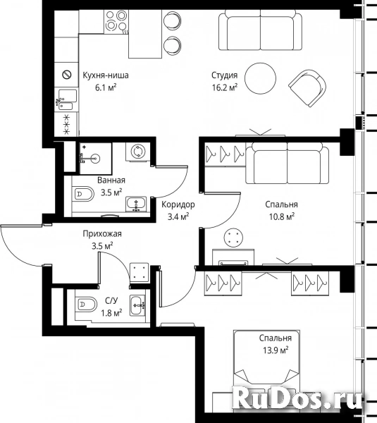 Продам 2 комнатную квартиру 59.2 м2 фотка