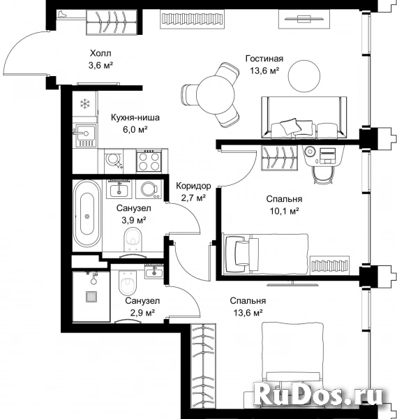Продам 2 комнатную квартиру 56.4 м2 фотка