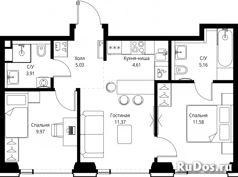 Продам 2 комнатную квартиру 51.63 м2 фотка