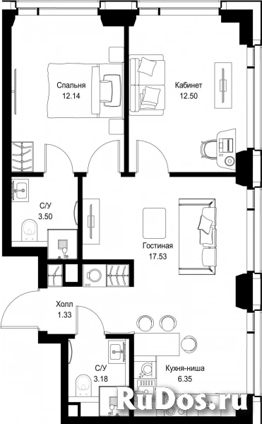 Продам 2 комнатную квартиру 56.53 м2 фотка