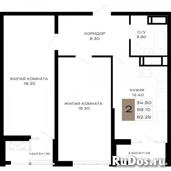 Продам 2 комнатную квартиру 62 м2 фото