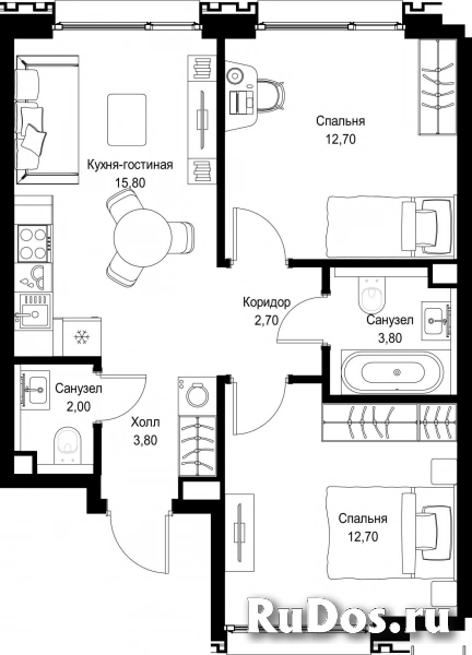 Продам 2 комнатную квартиру 53.5 м2 фотка