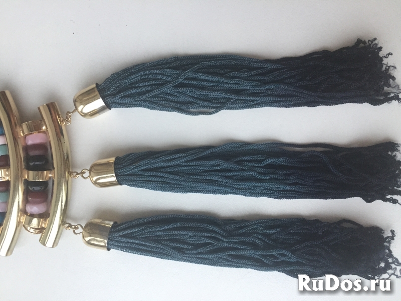 Колье бижутерия камни разноцветные темно зеленое шнур украшение т изображение 4