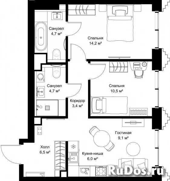 Продам 2 комнатную квартиру 59.1 м2 фотка