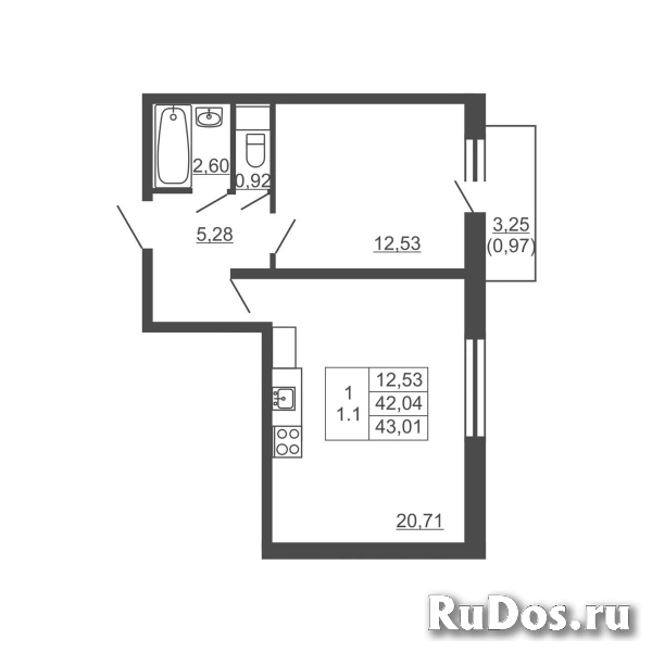 Продам 1 комнатную квартиру 43 м2 фото