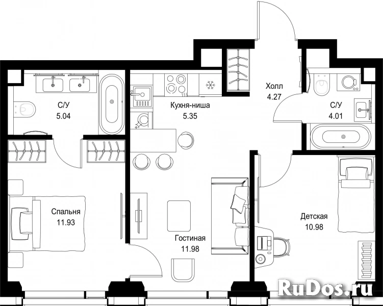 Продам 2 комнатную квартиру 53.56 м2 фотка