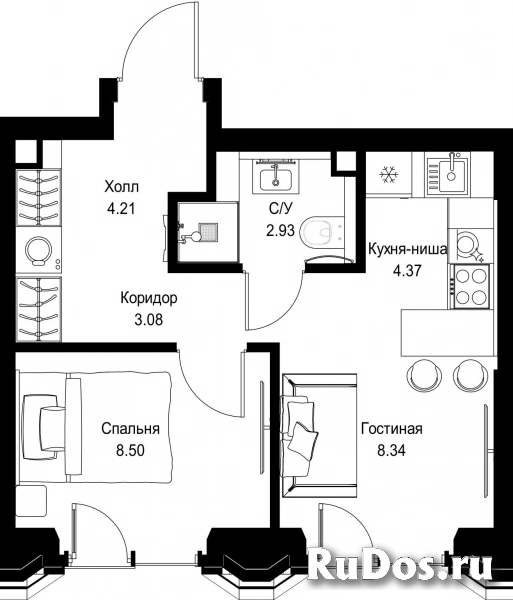 Продам 1 комнатную квартиру 30.77 м2 фотка