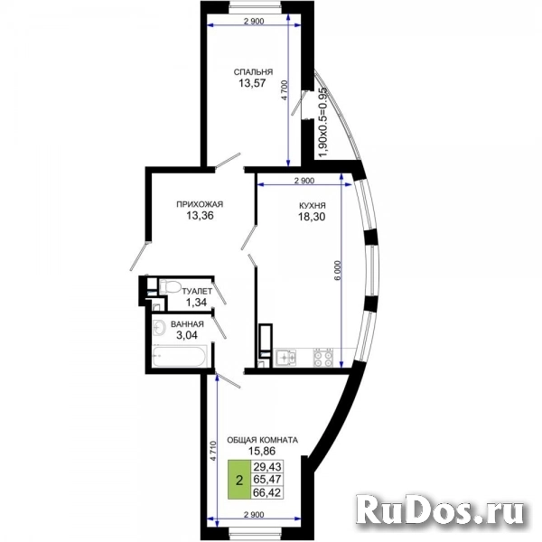 Продам 2 комнатную квартиру 66 м2 фото