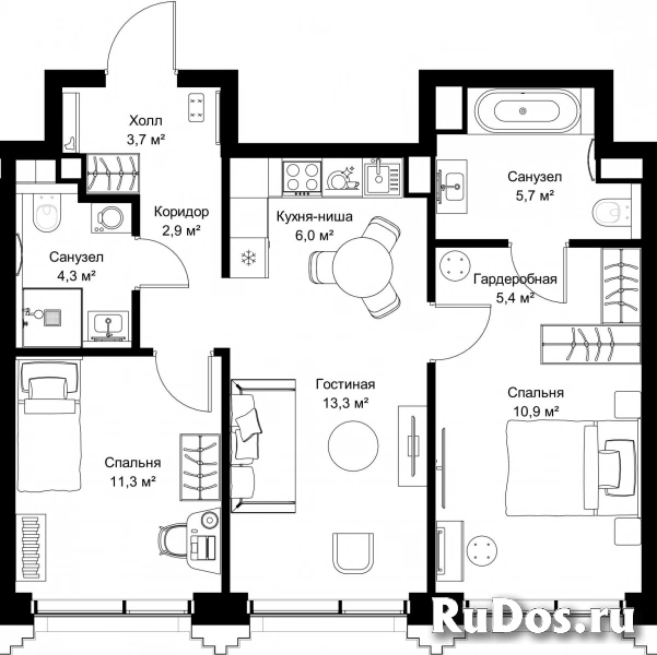 Продам 2 комнатную квартиру 63.5 м2 фотка