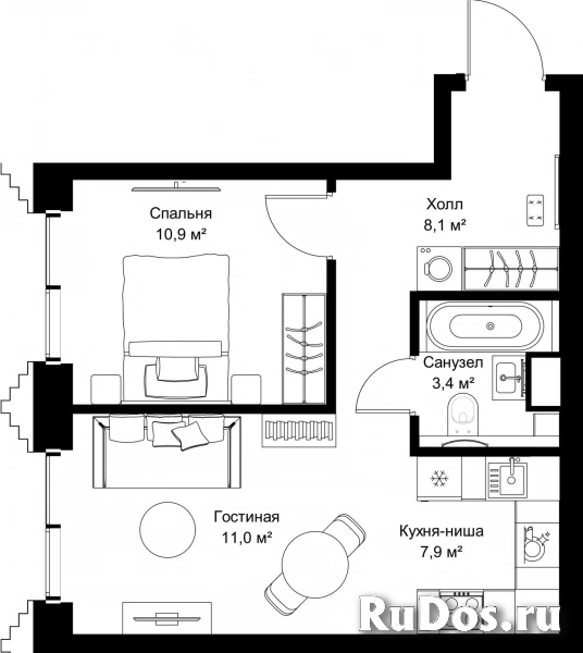 Продам 1 комнатную квартиру 41.3 м2 фотка