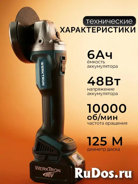 Болгарка аккумуляторная 125 с регулировкой оборотов УШМ, 36 В, 11000 об/мин, 2 АКБ, диск и кейс в комплекте фотка