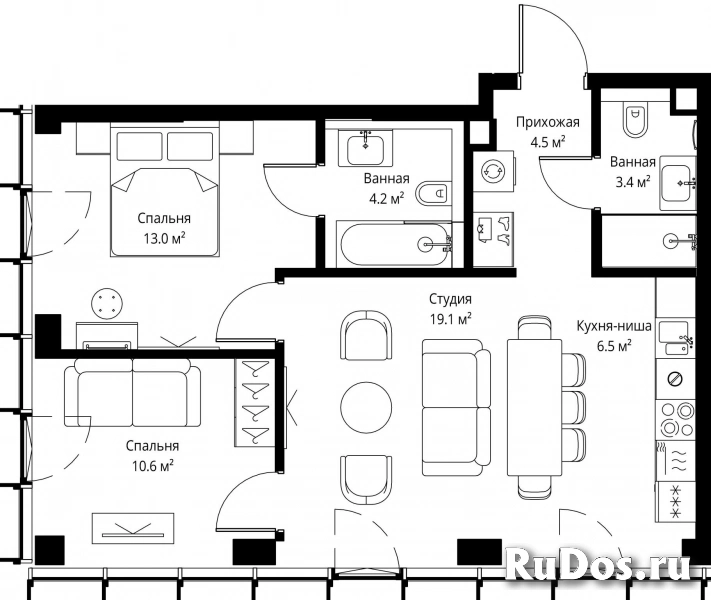 Продам 2 комнатную квартиру 61.3 м2 фотка