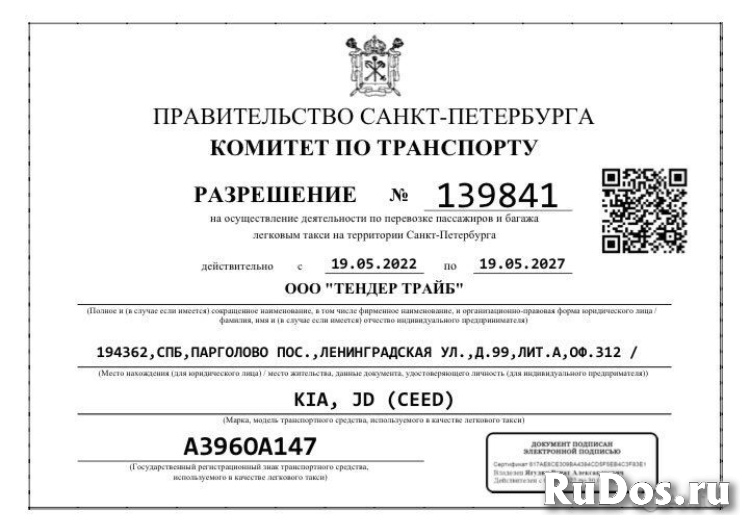 Лицензия на такси без ип и ежемесячной платы фотка