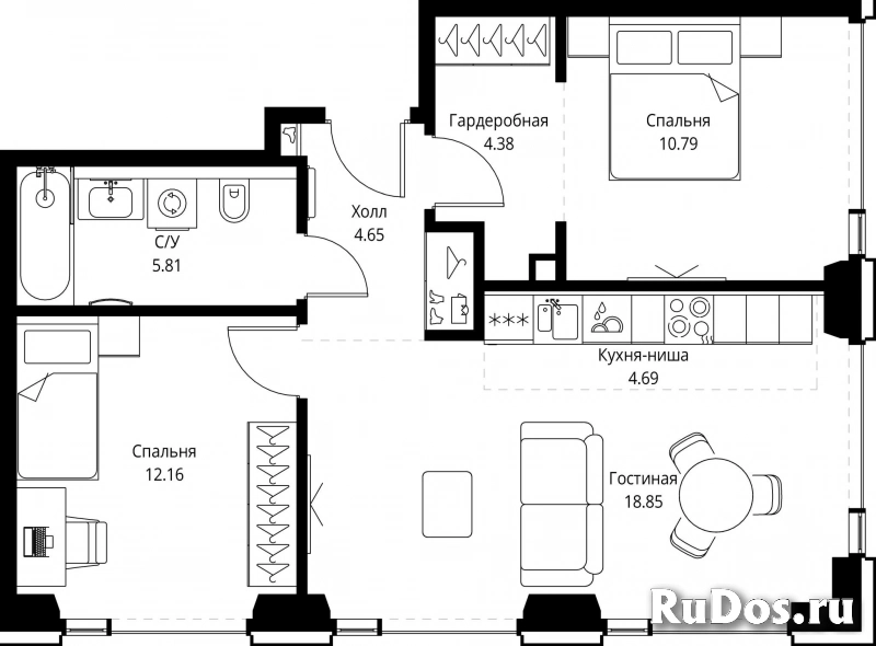 Продам 2 комнатную квартиру 61.33 м2 фотка