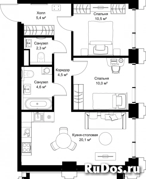 Продам 2 комнатную квартиру 57.4 м2 фотка