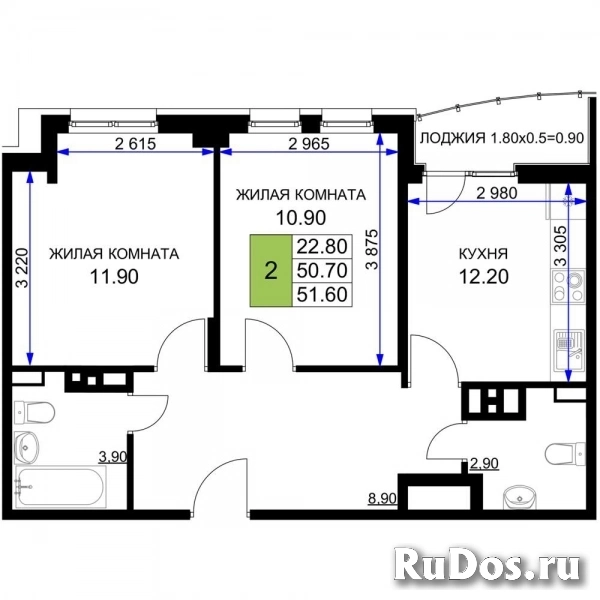 Продам 2 комнатную квартиру 51 м2 фото