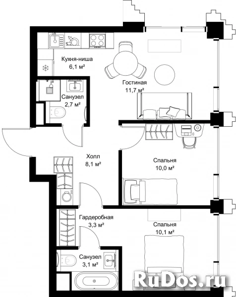Продам 2 комнатную квартиру 55.1 м2 фотка