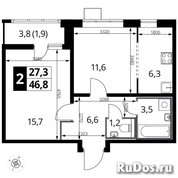 Продам 2 комнатную квартиру 46.9 м2 изображение 3
