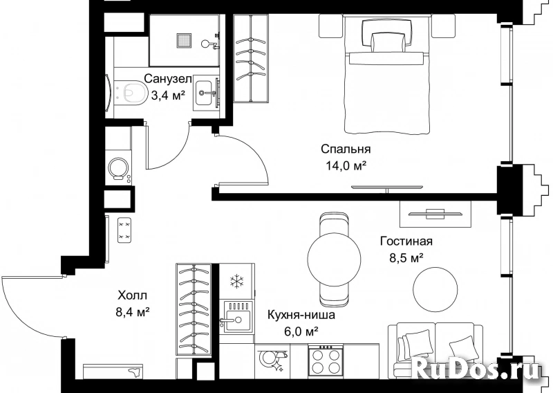 Продам 1 комнатную квартиру 40.3 м2 фотка