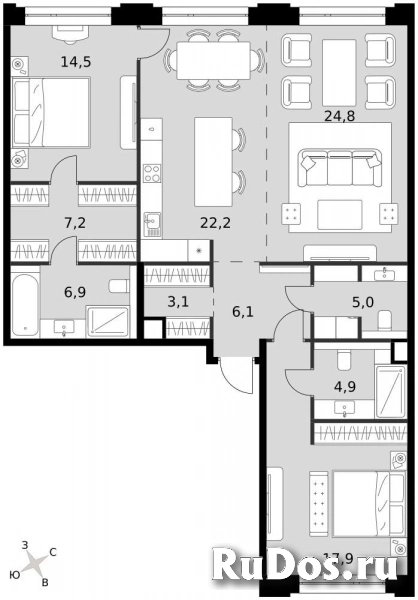 Продам 3 комнатную квартиру 112.6 м2 фотка