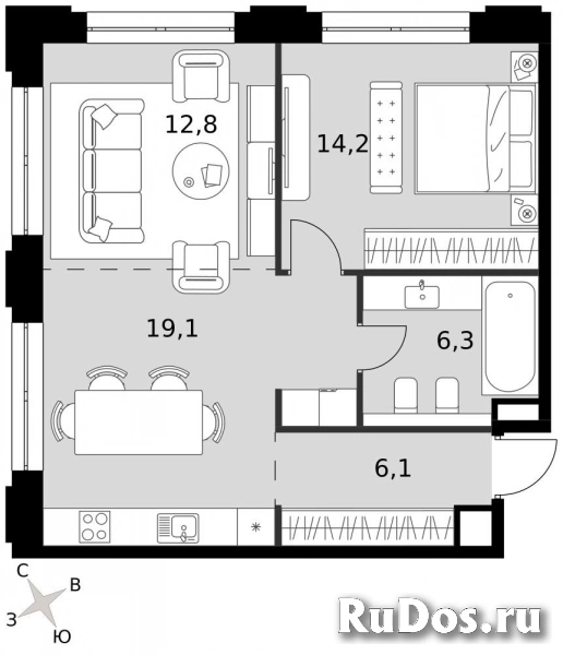 Продам 2 комнатную квартиру 58.5 м2 фотка