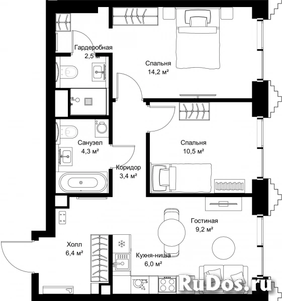 Продам 2 комнатную квартиру 59.5 м2 фотка
